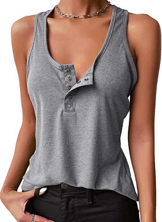 Damen Sportliches Trägershirt mit Knopfleiste Stalluxe