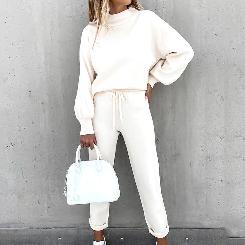 Damen Sportlicher Loungewear-Set mit hohem Kragen und elastischem Bund Stalluxe