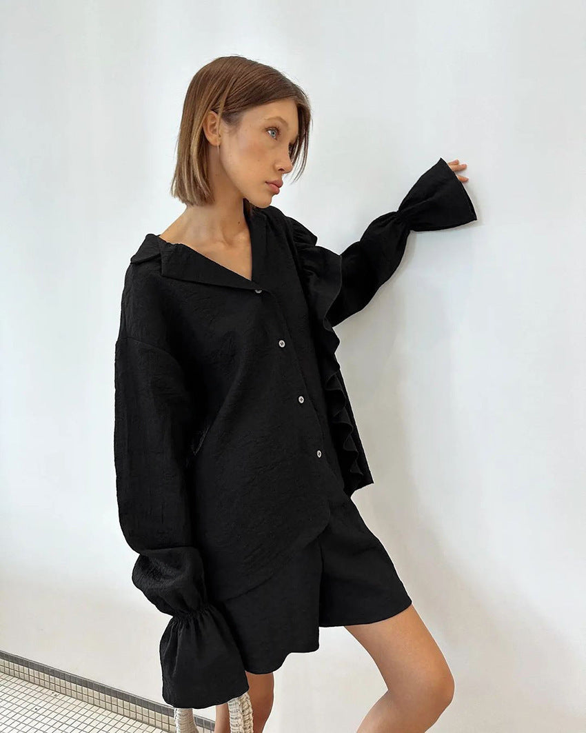 Damen Loungewear Set mit eleganten Rüschendetails Stalluxe