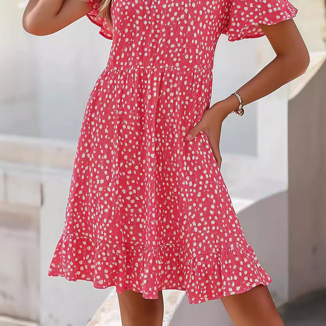 Damen lässiges Freizeitkleid mit fließendem Schnitt und Rüschensaum Stalluxe