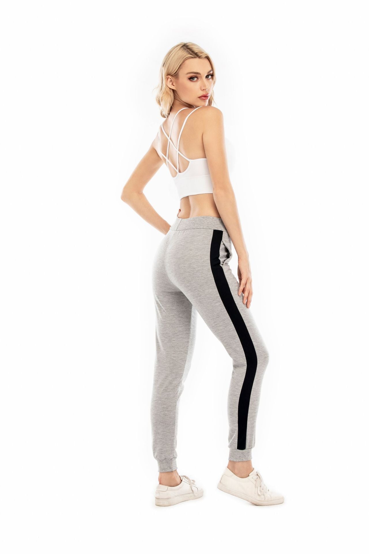 Damen Sportliche Freizeithose mit elastischem Bündchen und seitlichen Kontraststreifen Stalluxe
