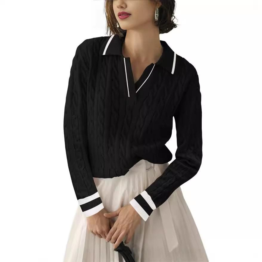Damen Strickpullover mit Karpfen-Muster und kontrastierenden Bündchen Stalluxe