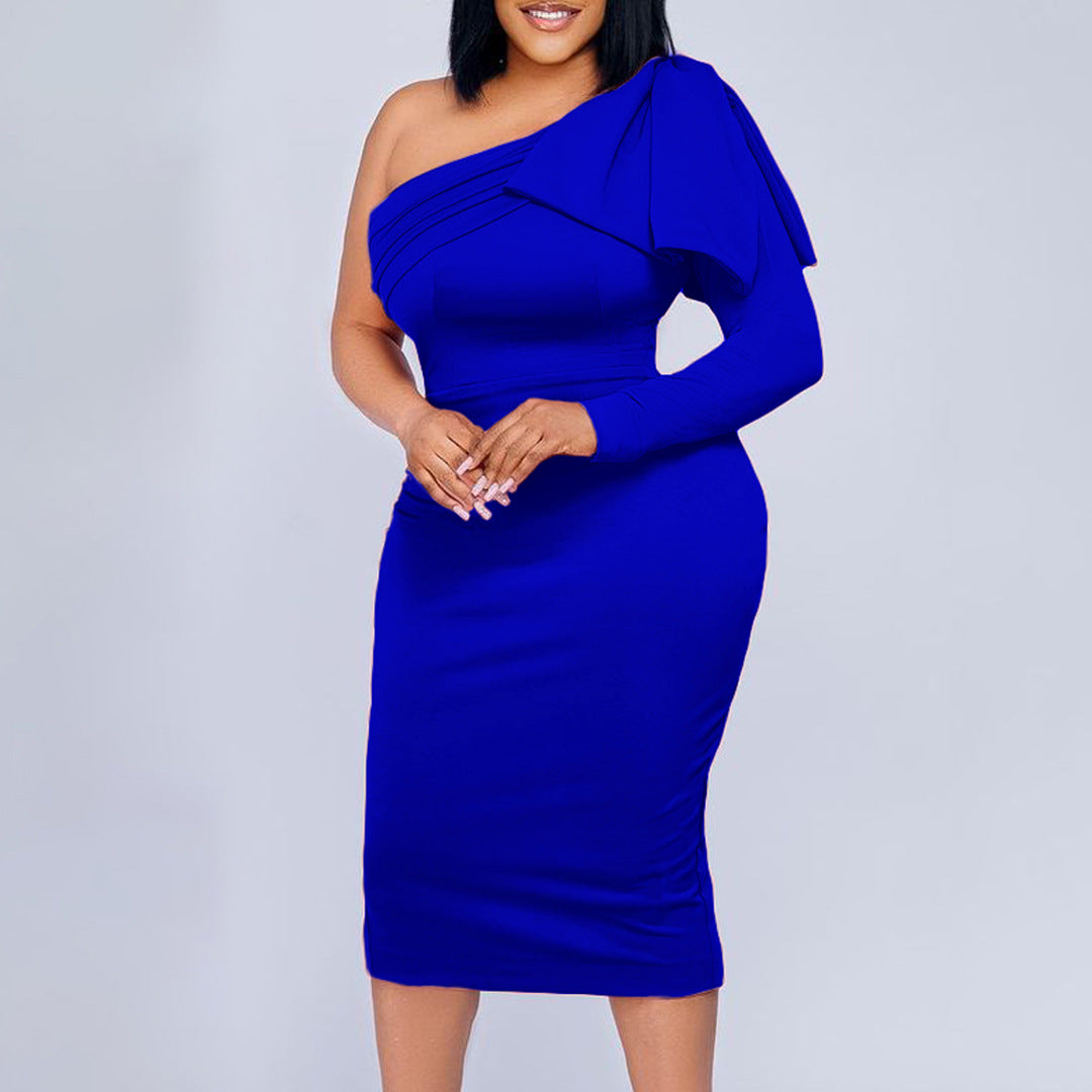 Damen figurbetontes One-Shoulder-Kleid mit Drapierung Stalluxe