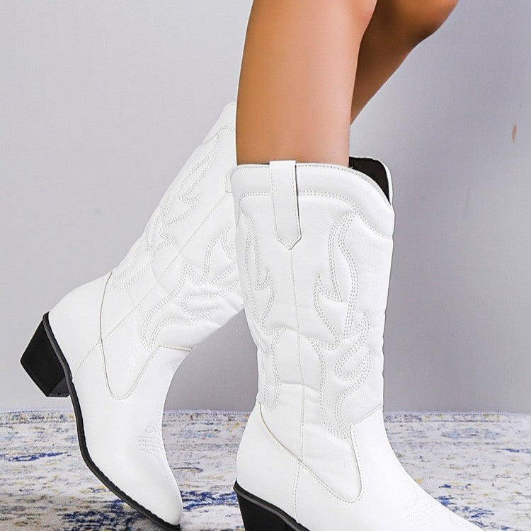 Damen Cowboy-Stiefel mit modischen Verzierungen und Blockabsatz Stalluxe