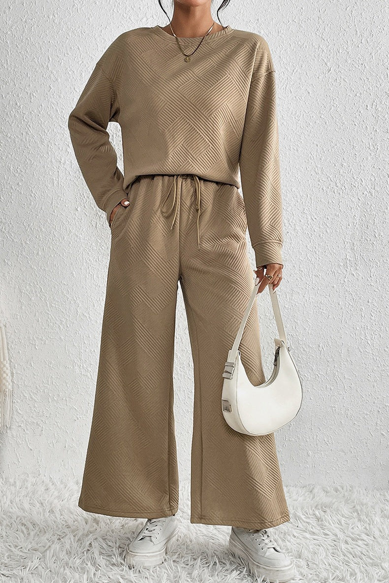 Damen Lässiges Lounge-Set mit weitem Schnitt und bindbarem Taillengürtel Stalluxe