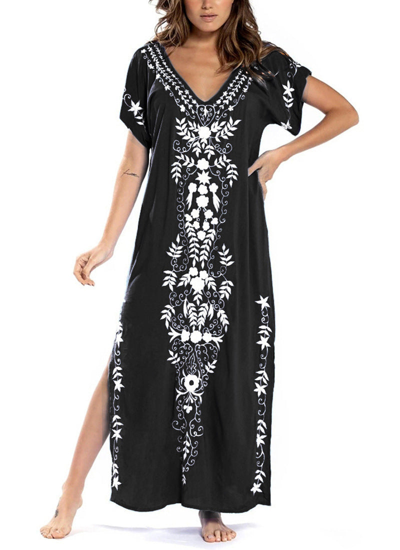 Damen Lange Strandrobe mit kunstvollen Stickdetails Stalluxe