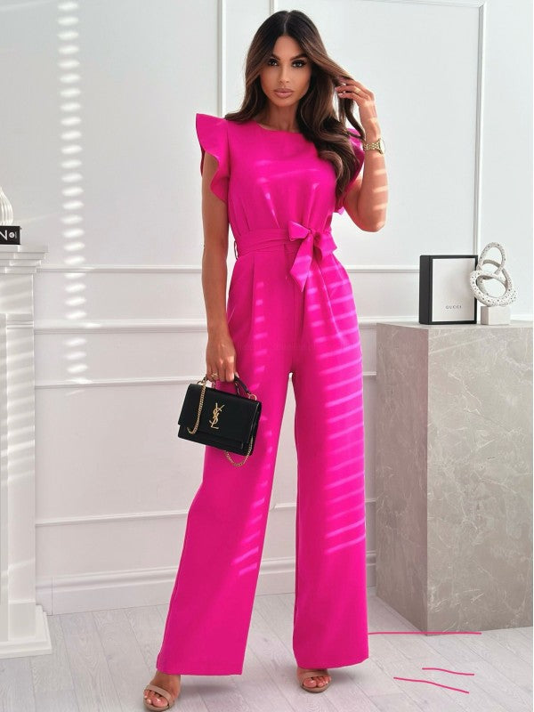 Damen Jumpsuit mit Taillengurt und eleganten Rüschendetails Stalluxe