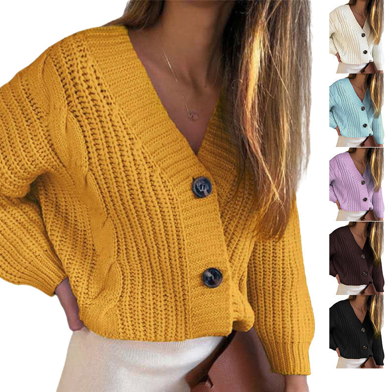 Damen Strickjacke mit tiefem V-Ausschnitt und dekorativen Knöpfen Stalluxe