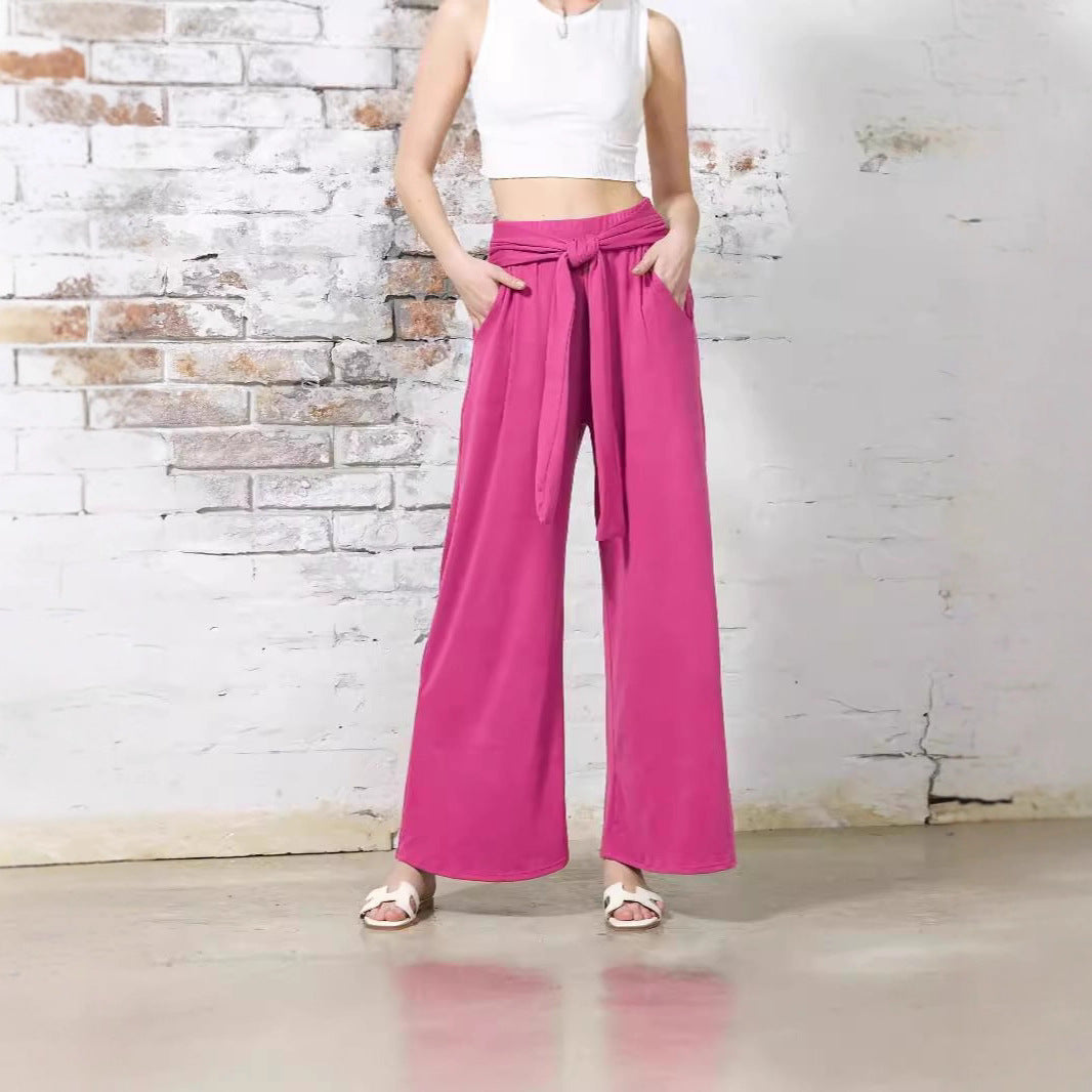 Damen Bequeme und stylische Weite Hose mit Taillengürtel Stalluxe