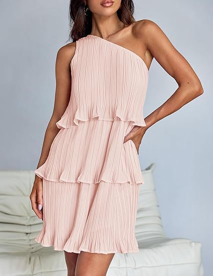 Damen asymmetrisches Flatterkleid mit Rüschendetails Stalluxe