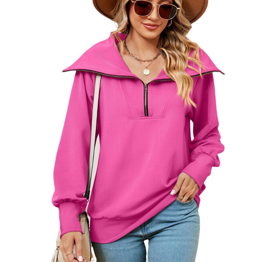 Damen Pullover mit modernem Stehkragen und Reißverschluss Stalluxe
