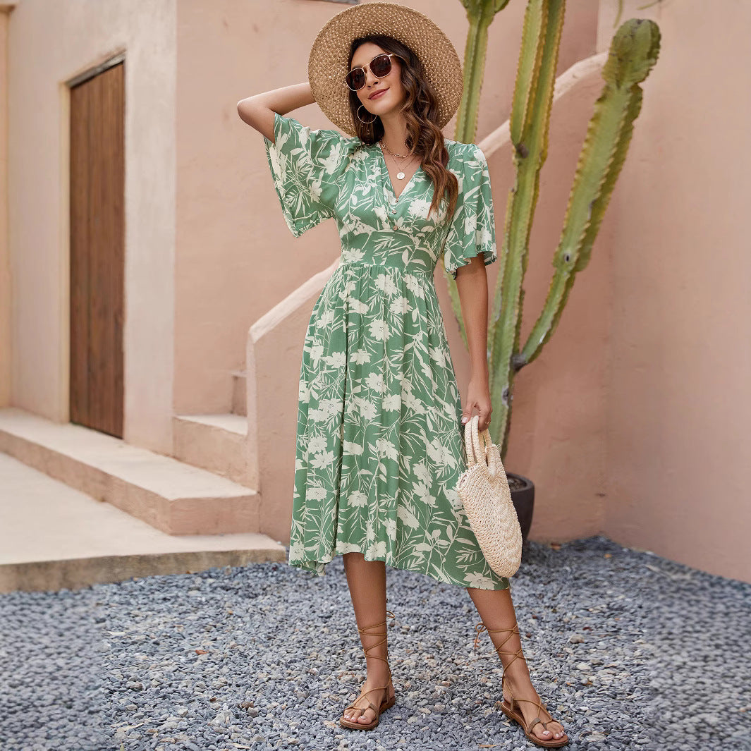 Damen Midi-Kleid im Boho-Stil mit floralen Mustern Stalluxe