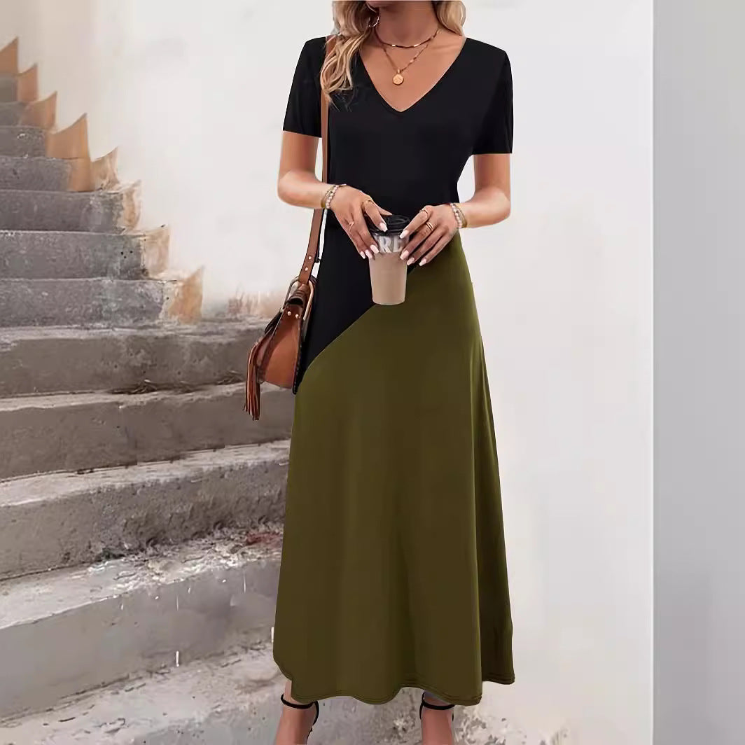 Women's Color-Block Maxi Dress Stalluxe