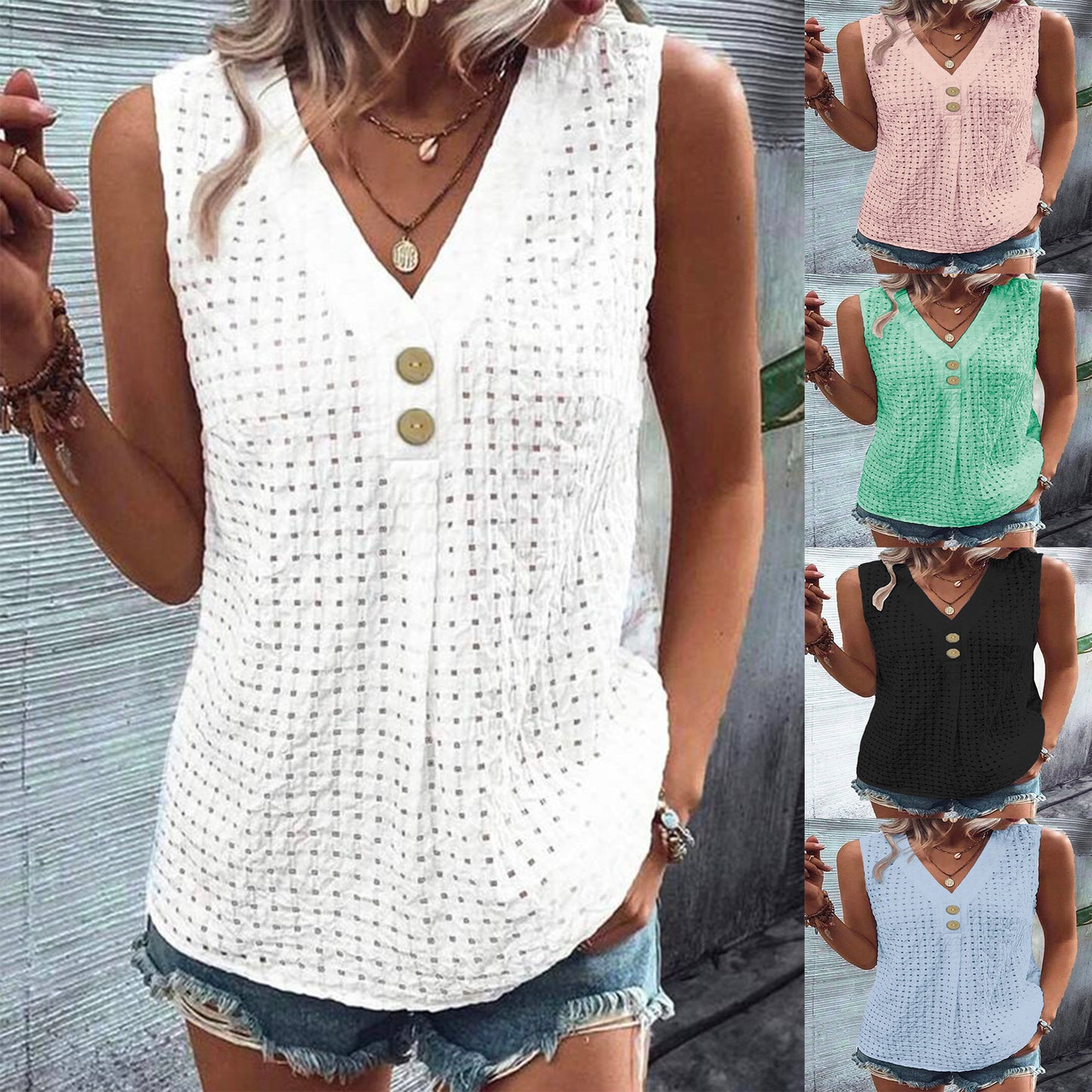 Damen Leichtes Sommeroberteil mit Knöpfen Stalluxe