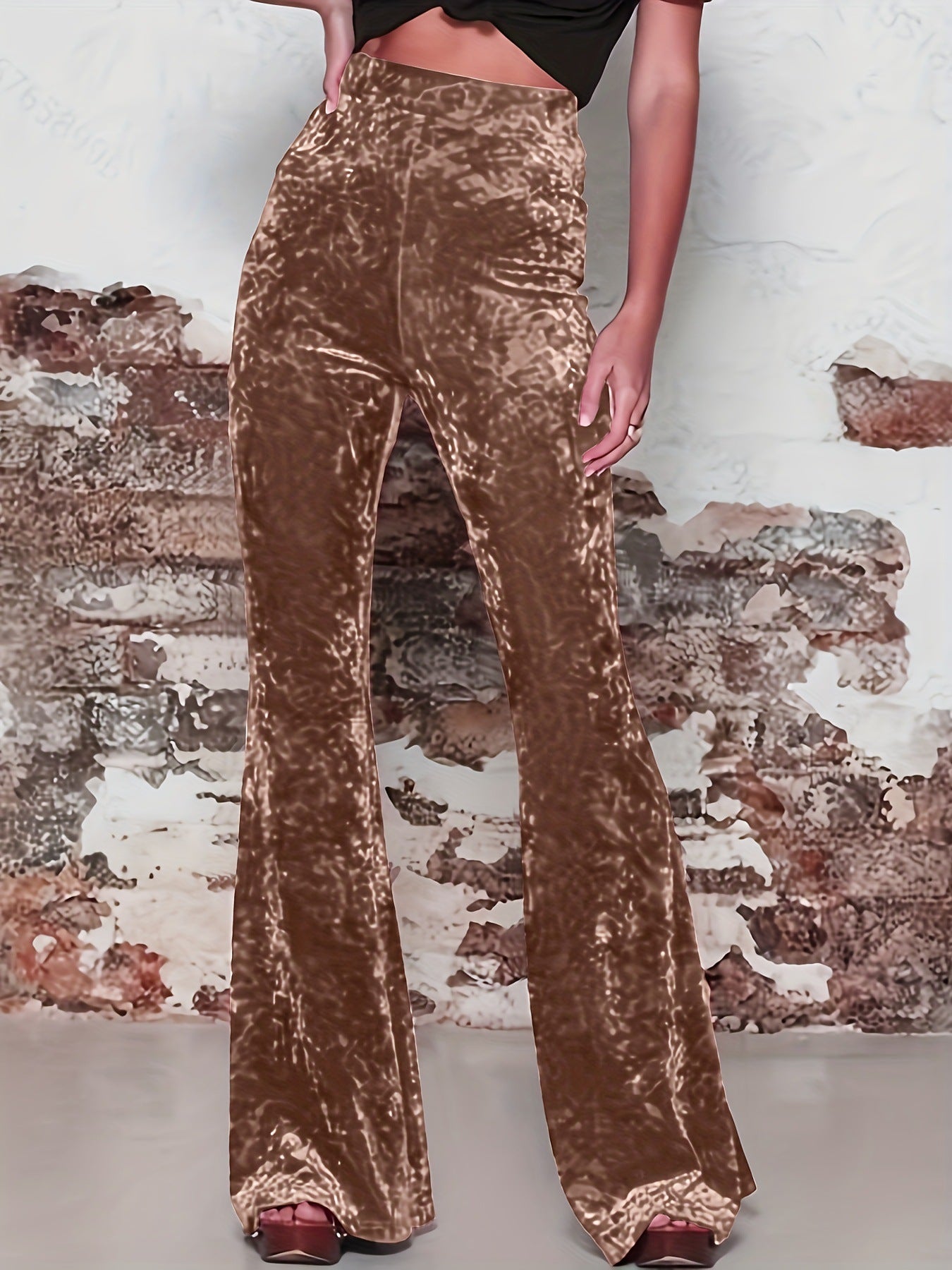 Damen Flared Hose aus luxuriösem Samt mit hohem Bund Stalluxe