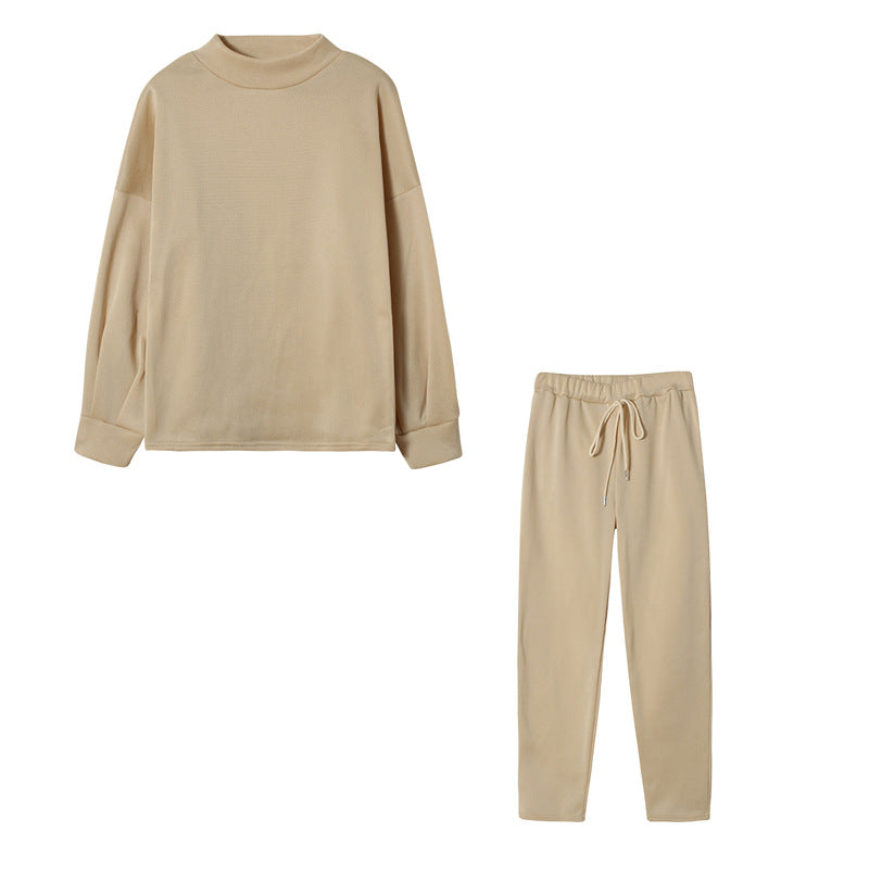 Damen Sportlicher Loungewear-Set mit hohem Kragen und elastischem Bund Stalluxe
