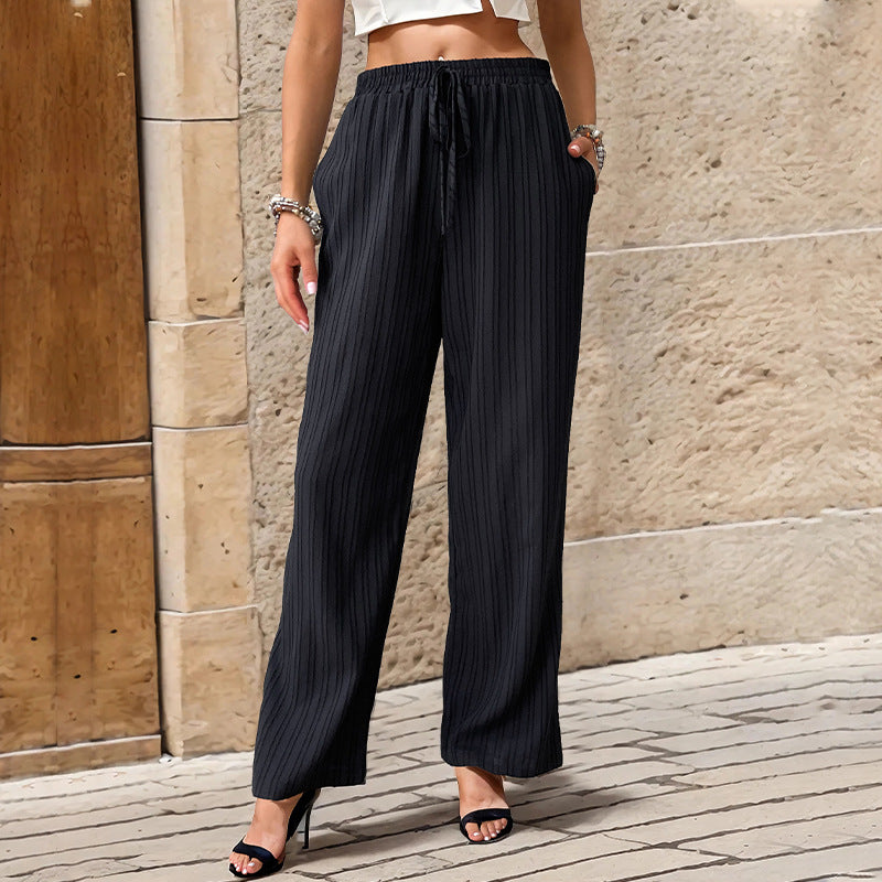 Damen entspannte Palazzo-Hose mit elastischem Bund und seitlichen Taschen Stalluxe