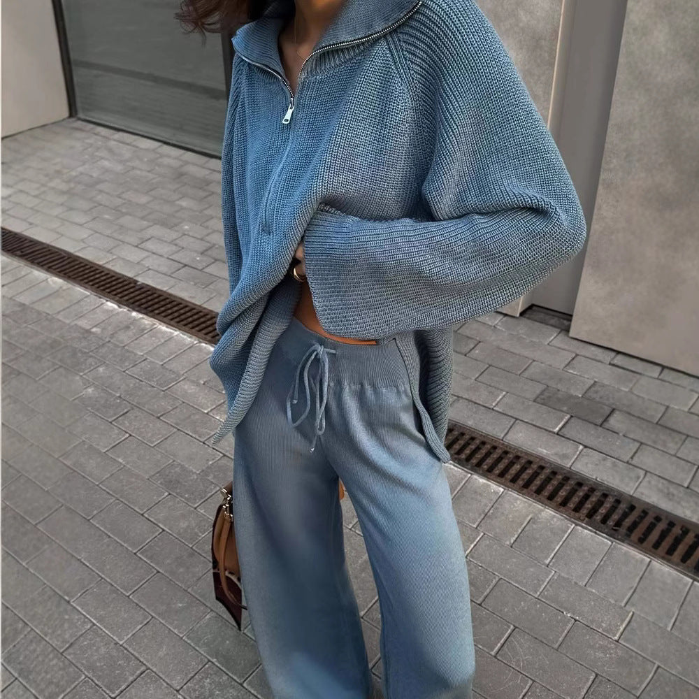 Damen Oversized Strickpullover mit Reißverschluss und weitem Schnitt Stalluxe