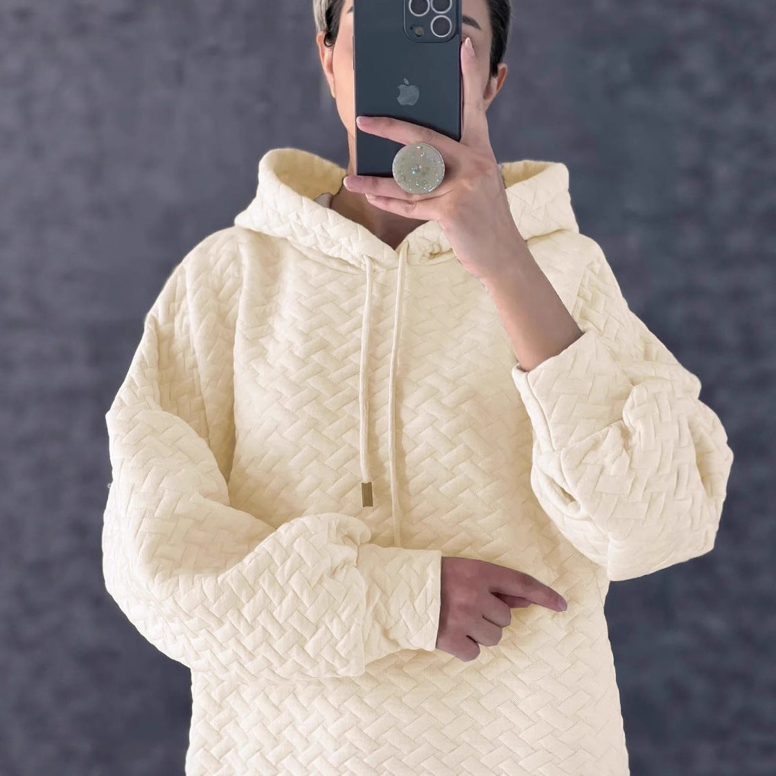 Damen lässiges Sweatshirt-Kleid mit Kapuze und seitlichen Schlitzen Stalluxe