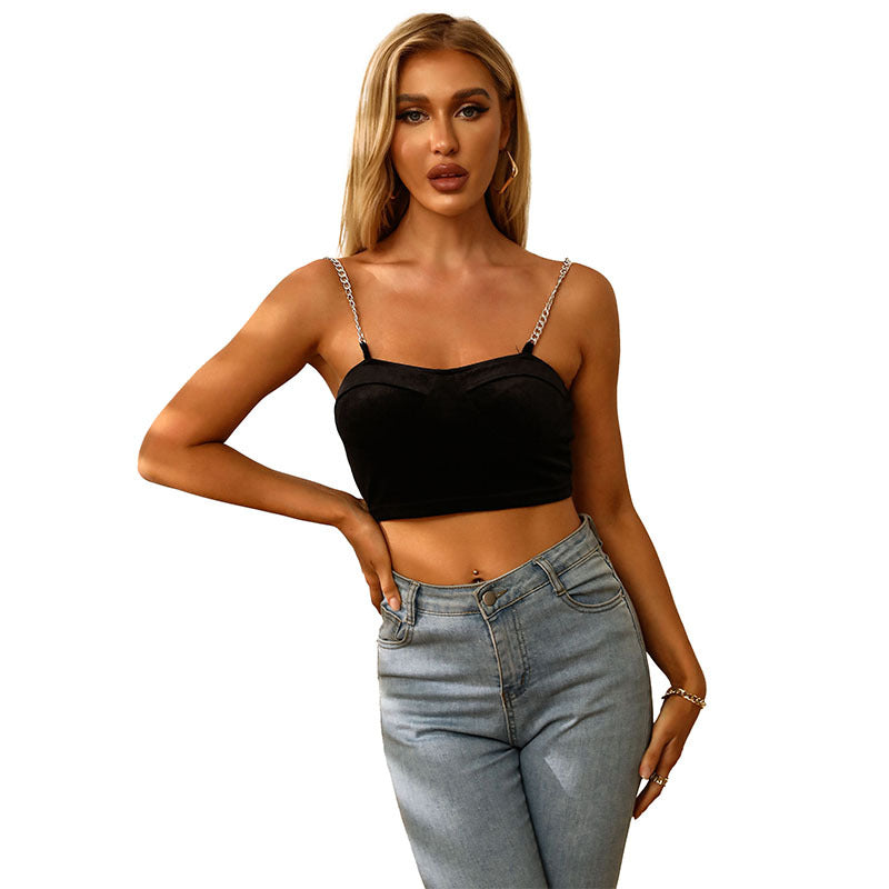Damen Cropped Top mit dekorativen Kettenträgern und tailliertem Schnitt Stalluxe