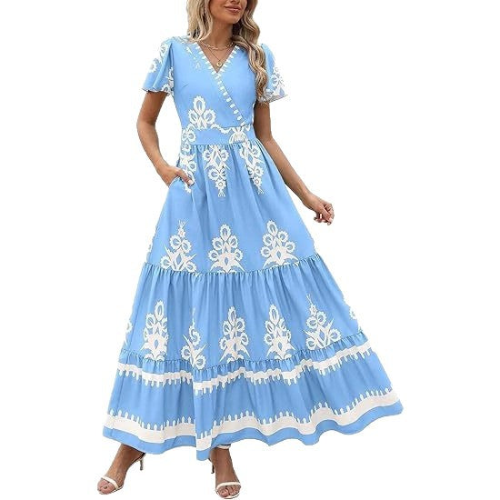 Damen Maxikleid mit romantischen Stickereien Stalluxe