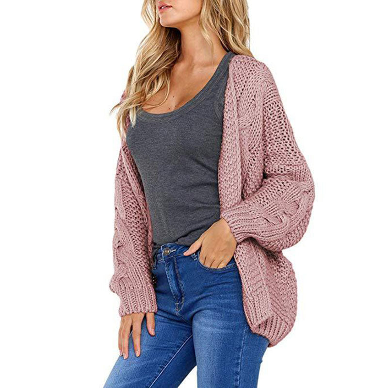Damen Grobe Strickjacke mit lässigem Schnitt und detailliertem Zopfmuster Stalluxe