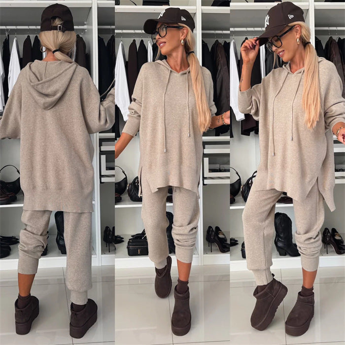 Damen lässiger Hoodie und entspannte Trainingshose mit elastischem Bund Stalluxe