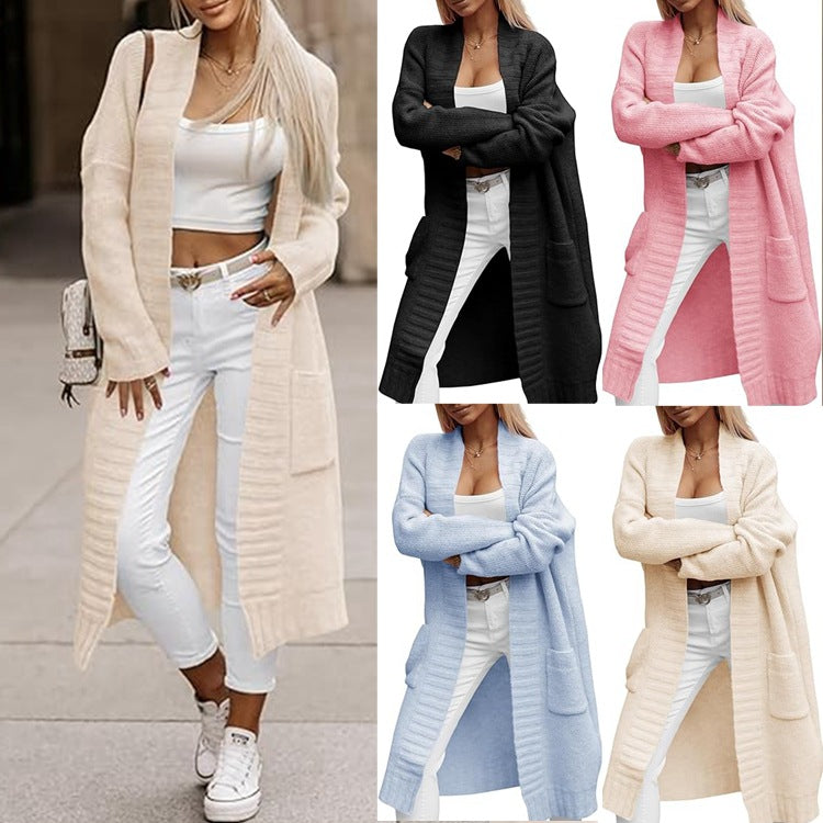 Damen Langstrickjacke mit tiefen Taschen und offenem Schnitt Stalluxe