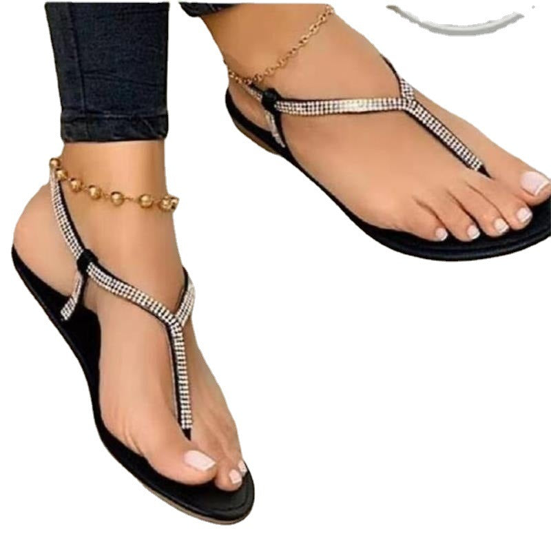 Damen elegante Zehentrenner-Sandalen mit funkelnden Strass-Applikationen Stalluxe