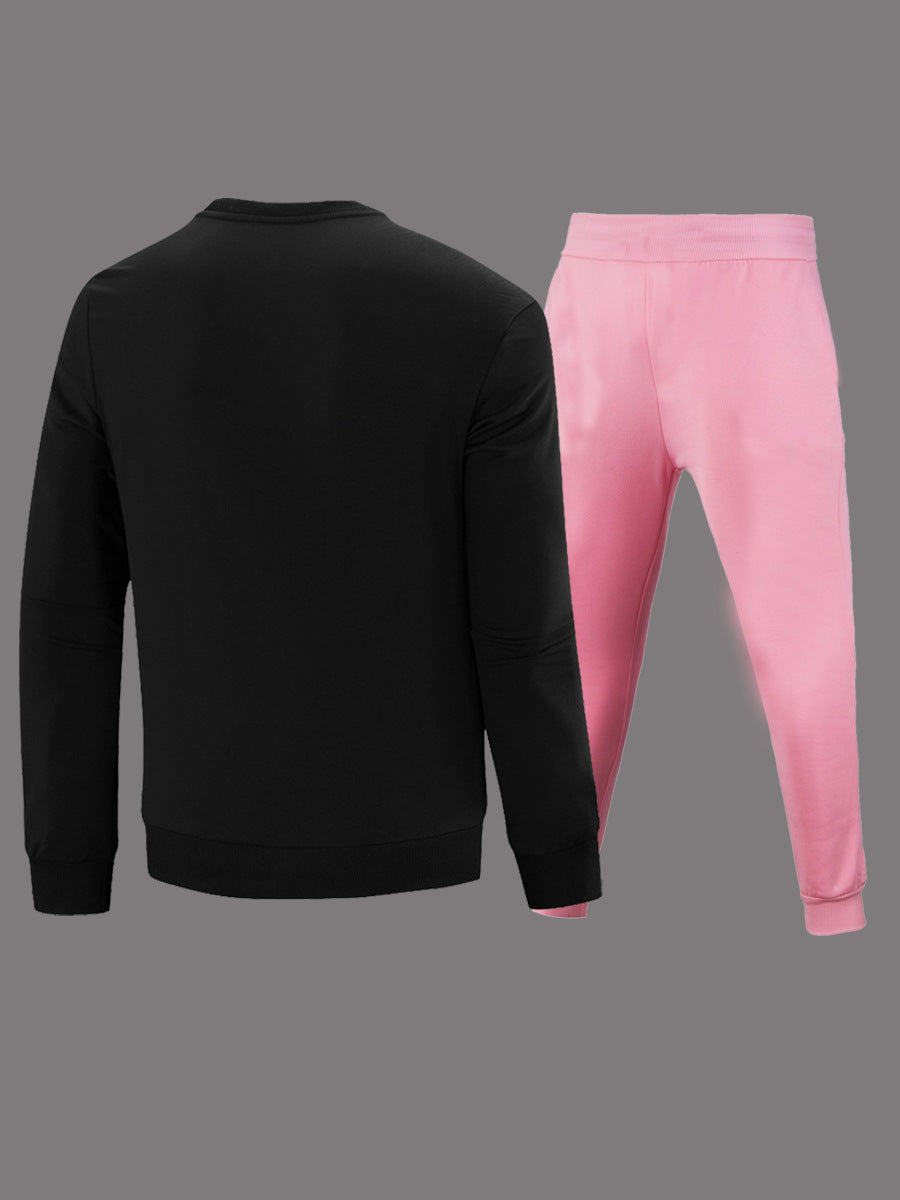 Damen Lange Ärmel T-Shirt und lockere Jogginghose Set mit auffälligem Grafikdesign Stalluxe