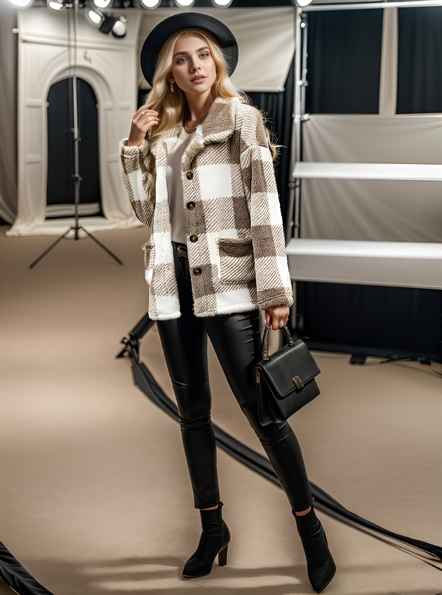 Damen Gemusterte Fleecejacke mit komfortablem Schnitt und großen Taschen Stalluxe