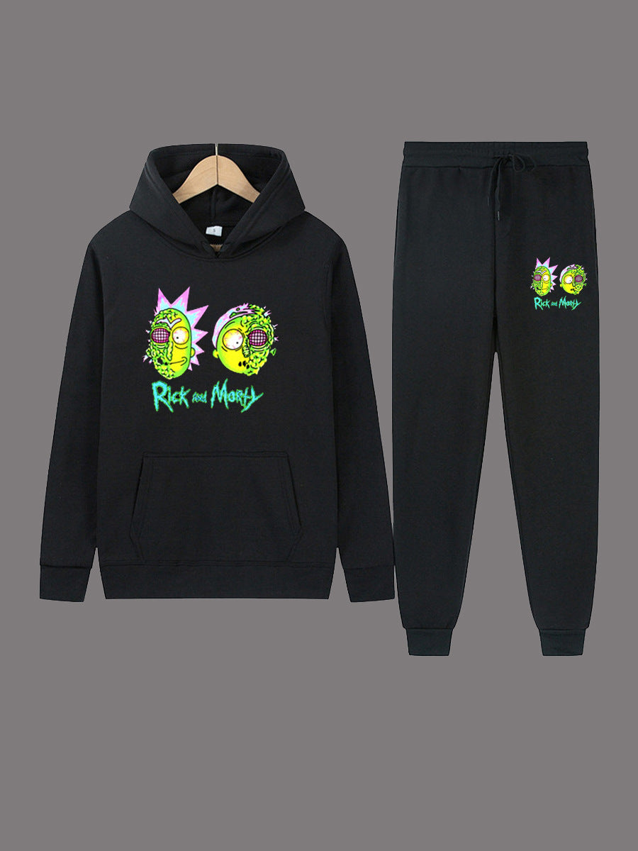 Damen Freizeit Hoodie und Jogginghose Set mit stylischem Cartoon-Druck Stalluxe