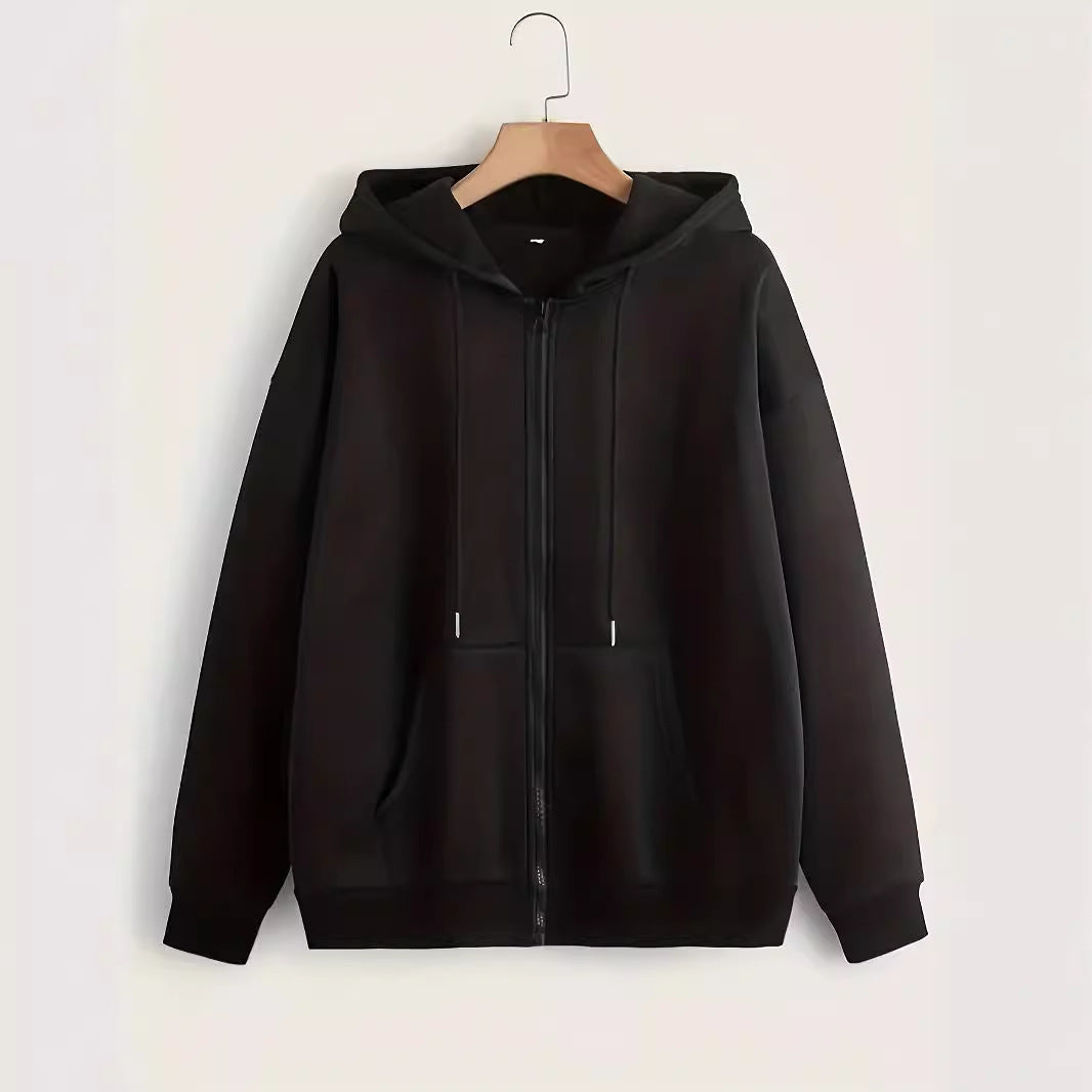 Damen bequeme Kapuzenjacke mit durchgehendem Reißverschluss und geräumigen Taschen Stalluxe