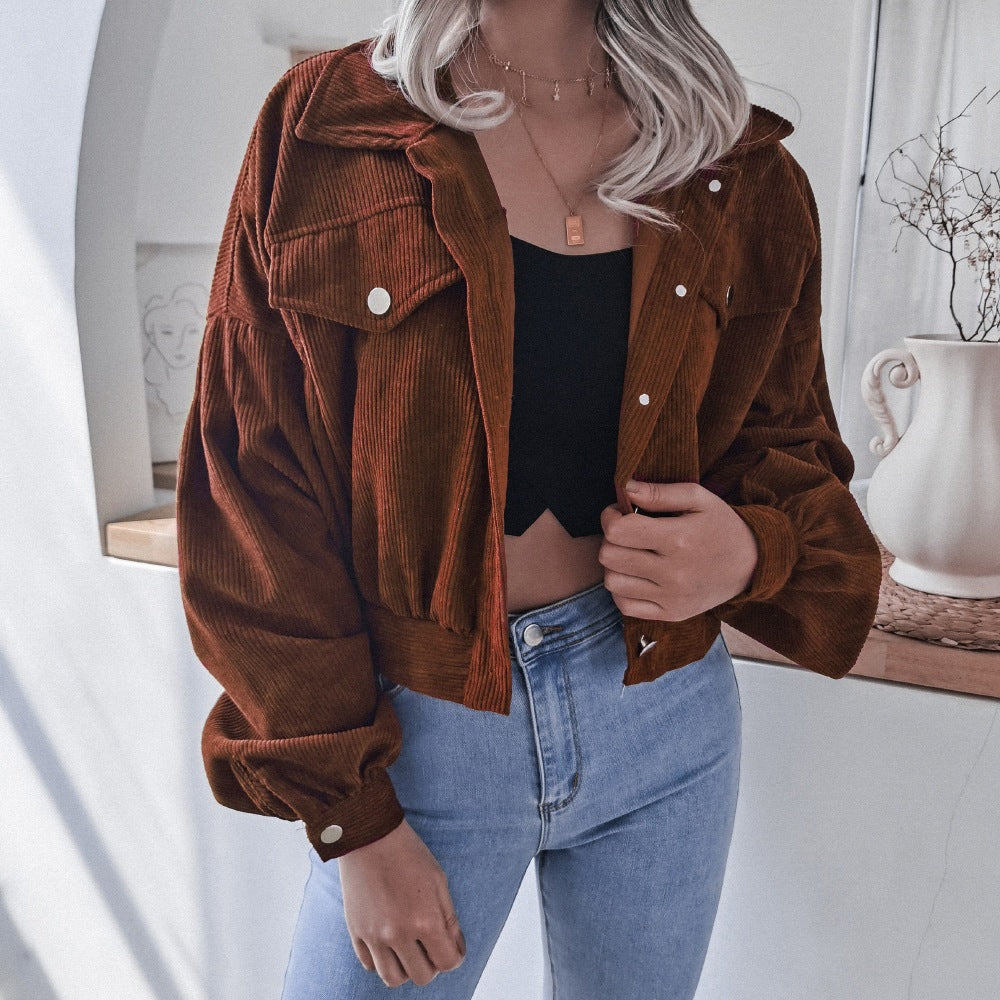 Damen Cordjacke mit lässigem Schnitt und modischen Knopfdetails Stalluxe