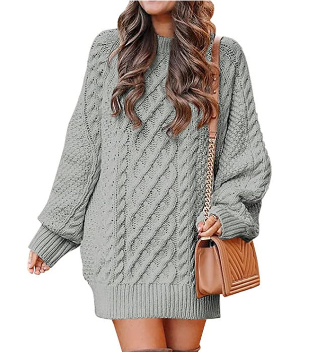 Damen Grober Strickpullover mit voluminösen Ärmeln und dekorativem Zopfmuster Stalluxe