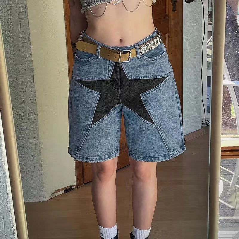Damen Jeans-Shorts mit einzigartigem Sternmuster Stalluxe