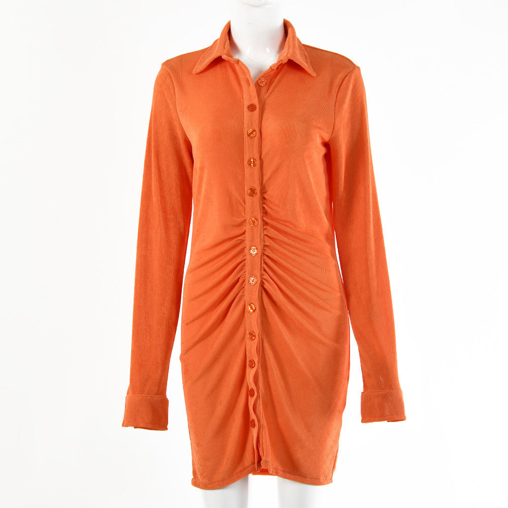 Damen Knielanges Hemdkleid mit Knopfleiste und Raffungen Stalluxe