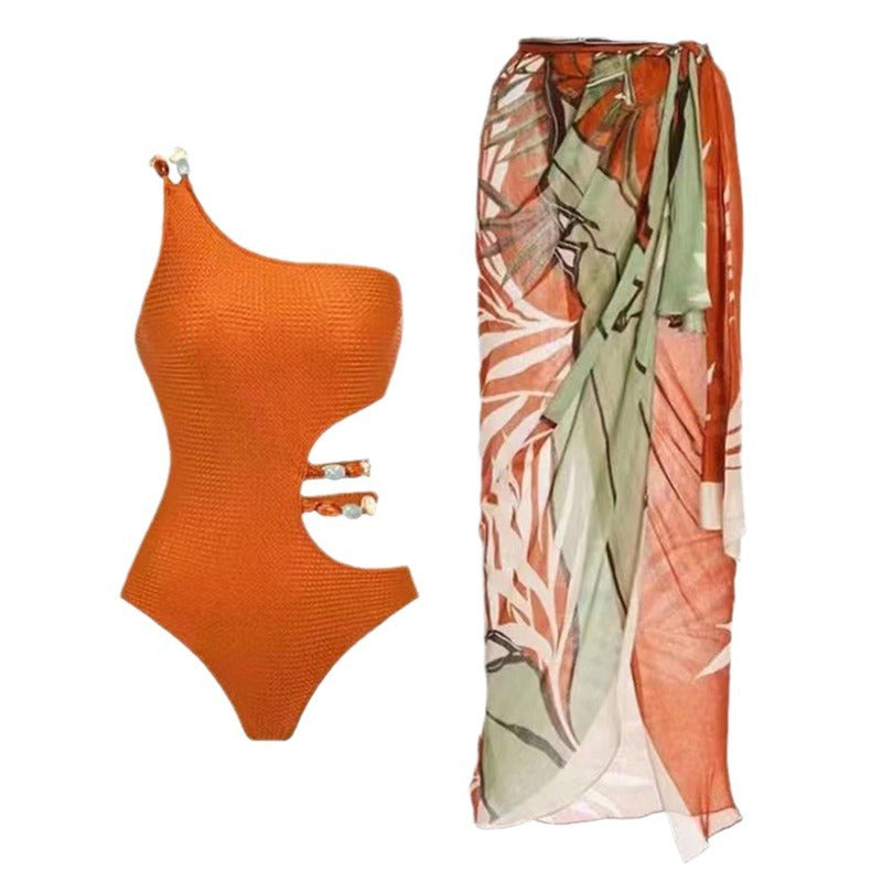 Damen Einteiler Badeanzug mit raffiniertem Cut-Out und elegantem Überrock Stalluxe