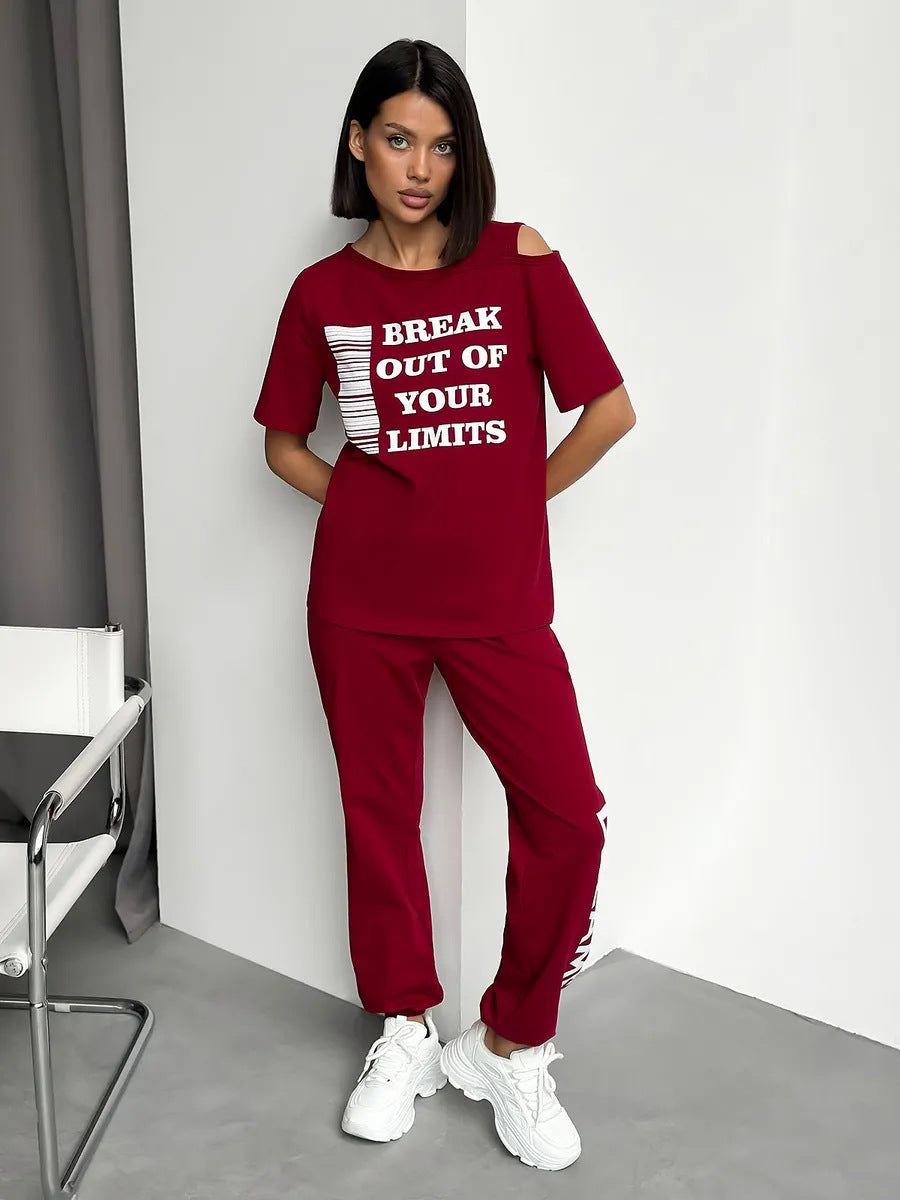 Damen modernes Sport-Set mit ausschnitt und grafischem Print Stalluxe