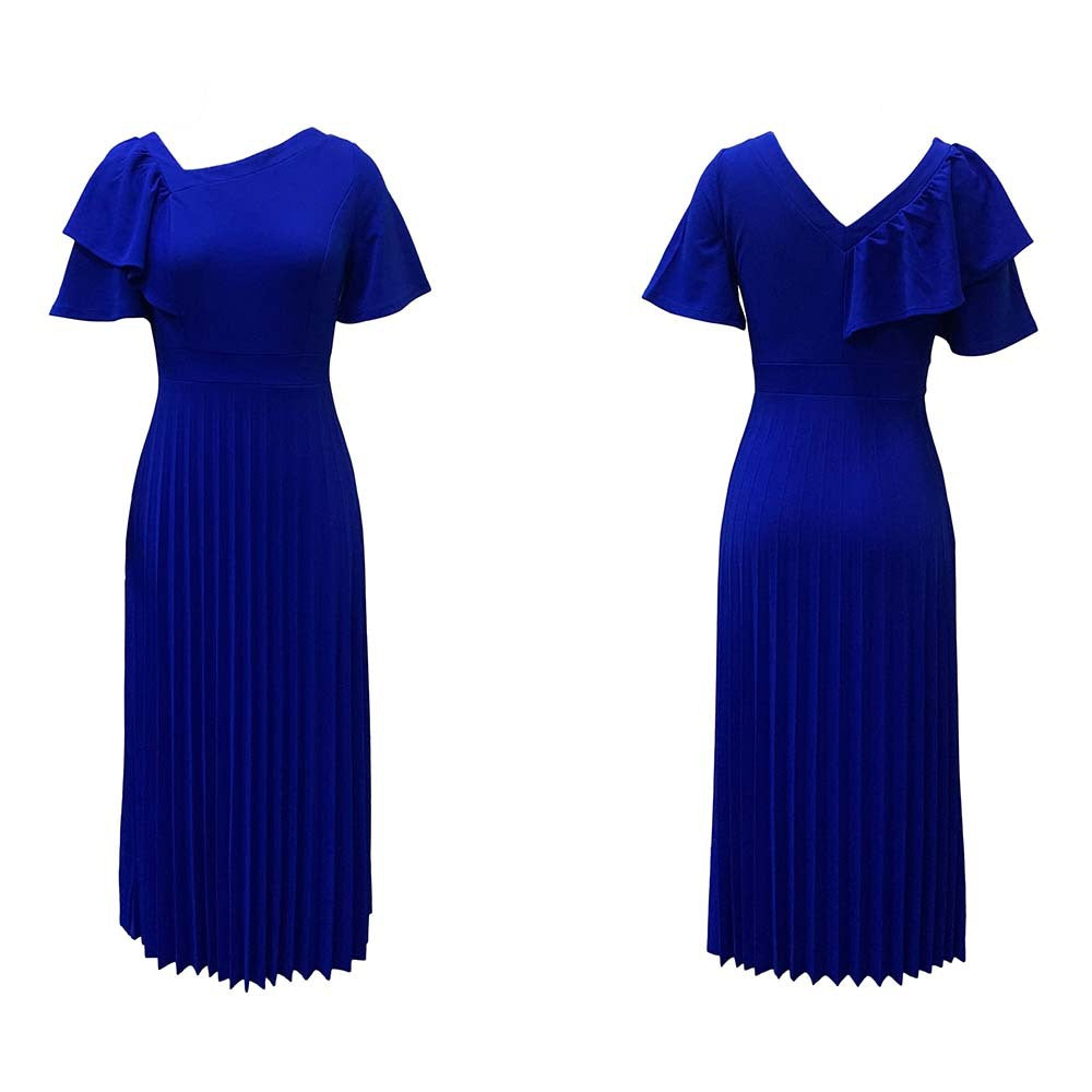Damen Plissiertes Maxikleid mit einzigartigem Rüschendesign und eleganter Taillierung Stalluxe