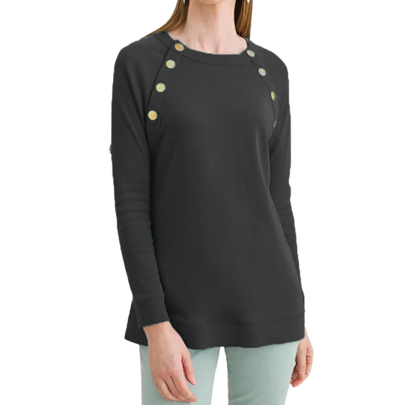 Damen Sweatshirt mit innovativem Knopfdesign Stalluxe