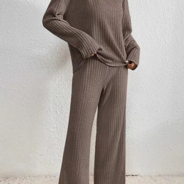Damen Lässiges Strickoberteil und Hosen Set Stalluxe