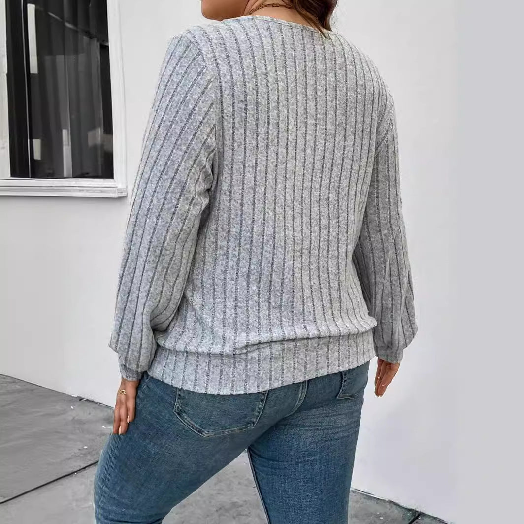 Damen lässiger Strickpullover mit tiefem V-Ausschnitt und Rippstruktur Stalluxe