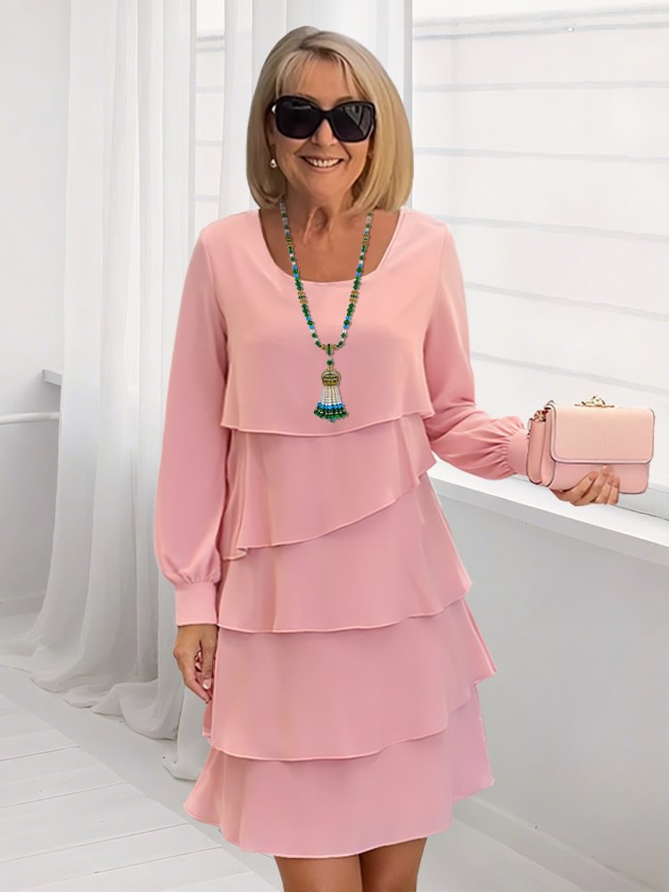 Damen schickes Rüschensommerkleid mit Langarm Stalluxe