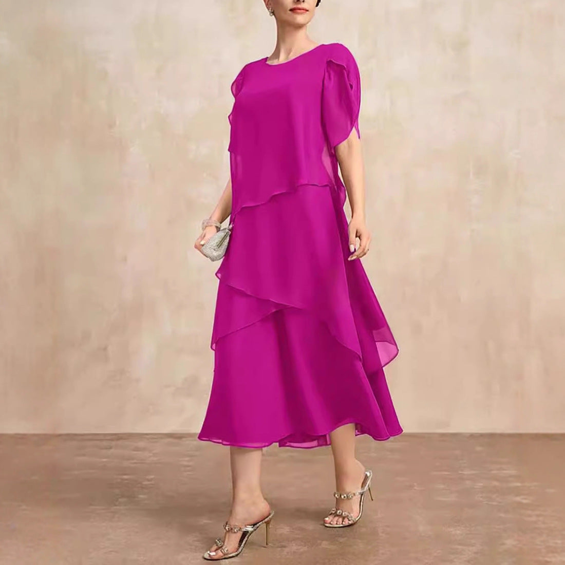 Damen Luftiges Maxikleid mit Schichten Stalluxe