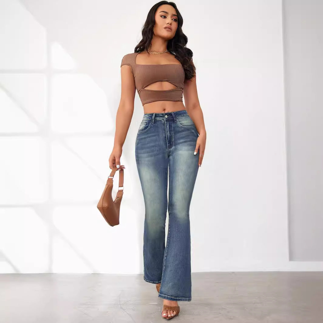 Damen Flared Jeans mit hohem Bund und schickem Schnitt Stalluxe