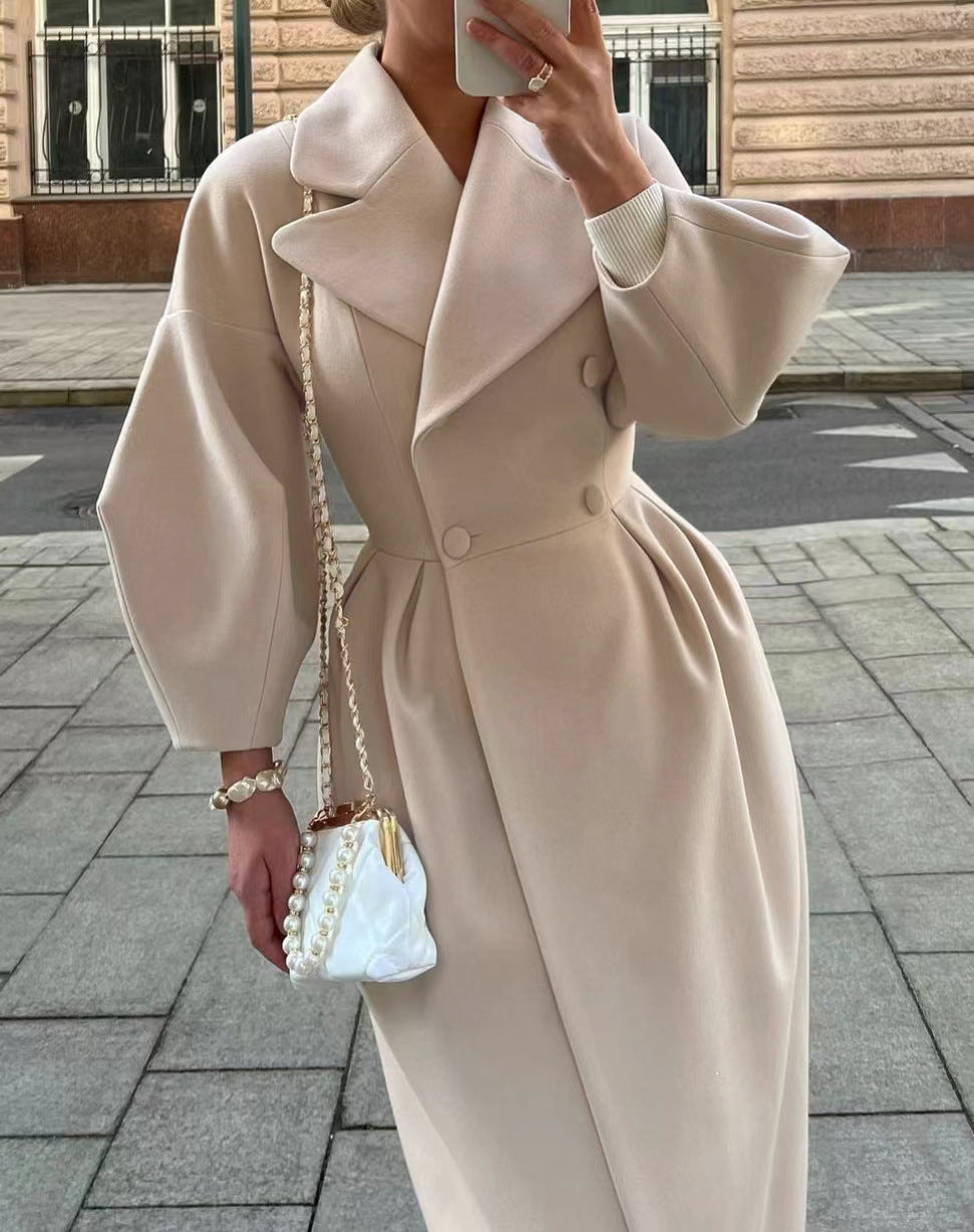 Damen Trenchcoat mit asymmetrischem Schlitz und puffärmeligen Details Stalluxe