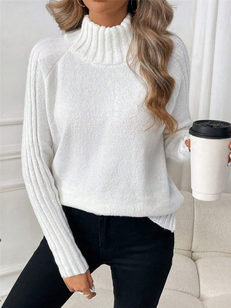 Damen Pullover mit modernem Stehkragen und strukturiertem Rippdesign Stalluxe
