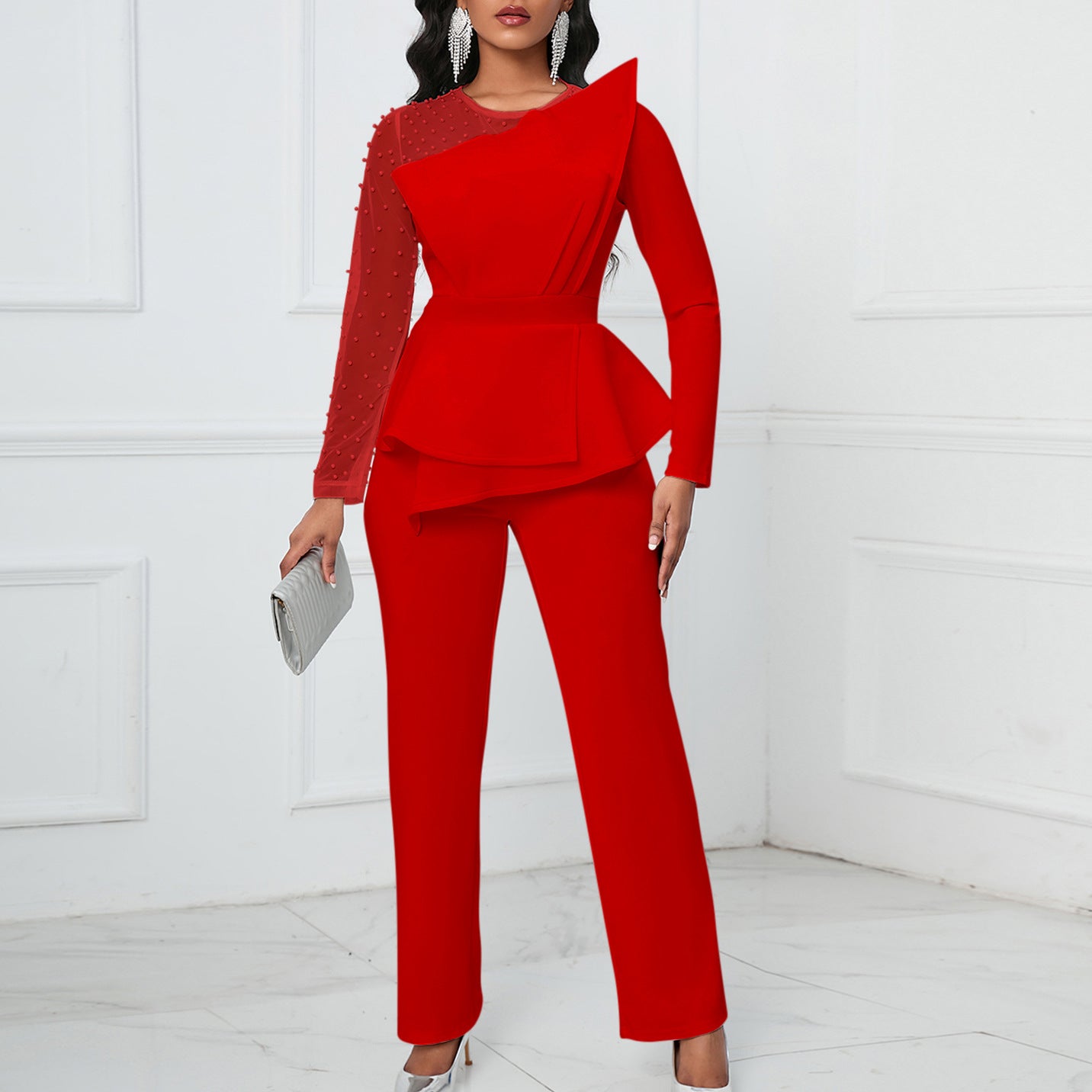 Damen Eleganter Overall mit asymmetrischem Design und raffiniertem Kragen Stalluxe