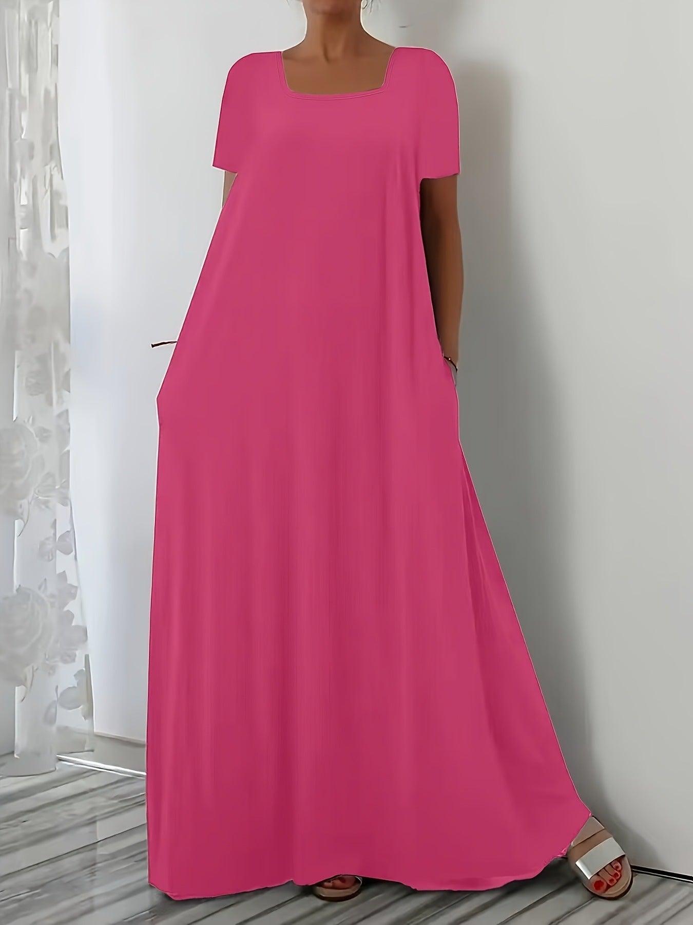 Damen Maxikleid mit weitem Schnitt und praktischen Taschen Stalluxe